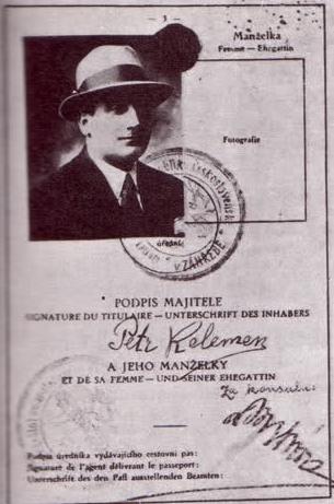 чешкословачкиoт пасош на име Петр Келемен
